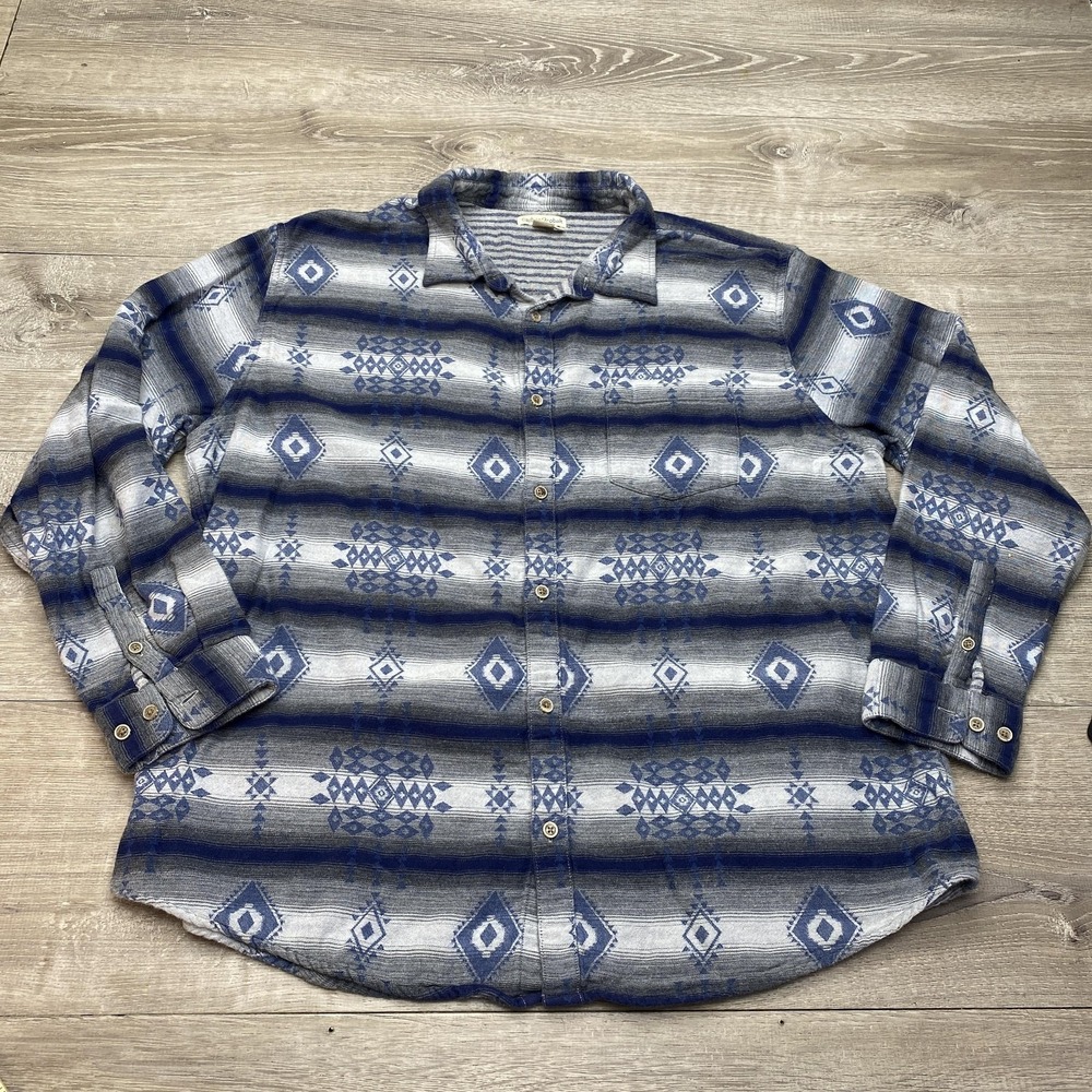 Carbon2cobalt Shirt Mens XL Blue Southwestern Flannel‎ Long Sleeve Button Up